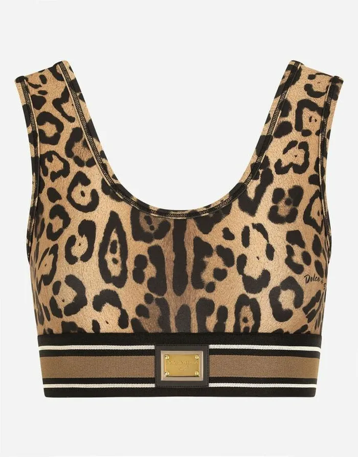 Dolce and Gabbana Shirts And Tops Women Leopardprint Spandexjersey Crop Top Multicolor Dolce and Gabbana Shirts And Tops Women Leopardprint Spandexjersey Crop Top Multicolor