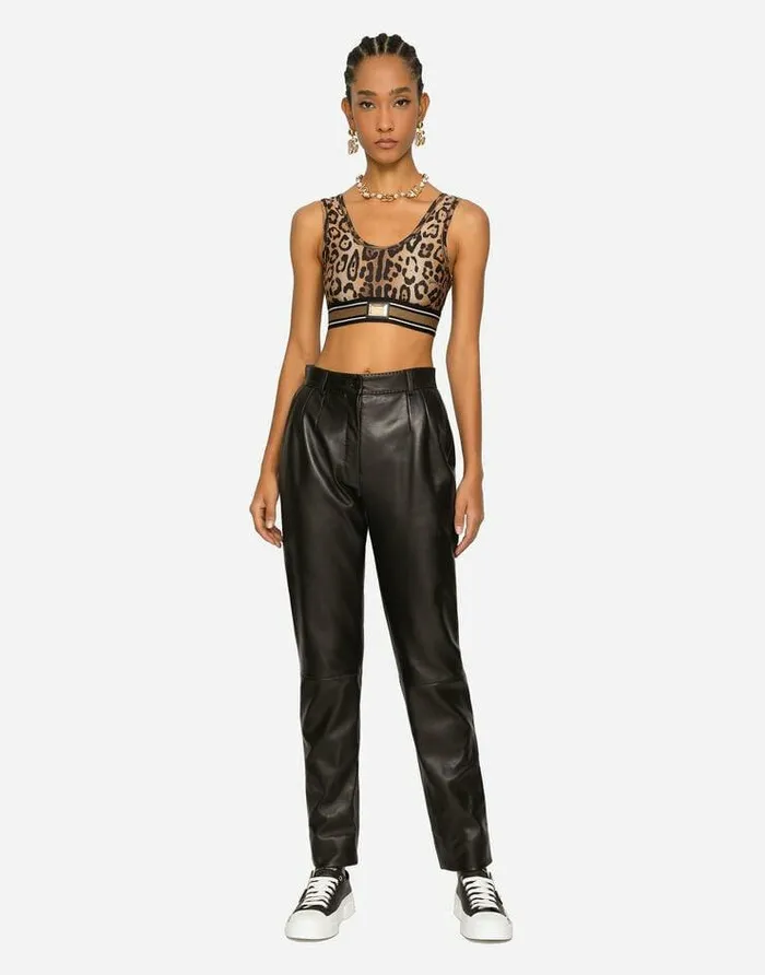 Dolce and Gabbana Shirts And Tops Women Leopardprint Spandexjersey Crop Top Multicolor Dolce and Gabbana Shirts And Tops Women Leopardprint Spandexjersey Crop Top Multicolor