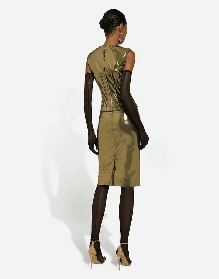 Dolce and Gabbana Shirts And Tops Women Short Foiled Satin Corset Top Gold Dolce and Gabbana Shirts And Tops Women Short Foiled Satin Corset Top Gold