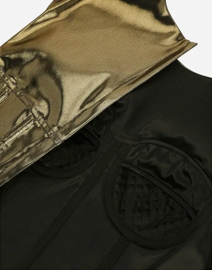 Dolce and Gabbana Shirts And Tops Women Short Foiled Satin Corset Top Gold Dolce and Gabbana Shirts And Tops Women Short Foiled Satin Corset Top Gold