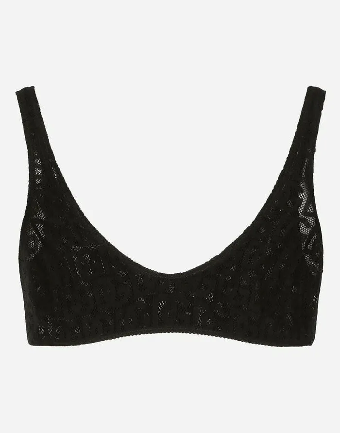 Dolce and Gabbana Shirts And Tops Women Tulle Jacquard Top With Allover DG Logo Black Dolce and Gabbana Shirts And Tops Women Tulle Jacquard Top With Allover DG Logo Black