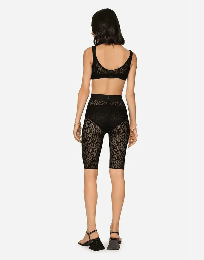 Dolce and Gabbana Shirts And Tops Women Tulle Jacquard Top With Allover DG Logo Black Dolce and Gabbana Shirts And Tops Women Tulle Jacquard Top With Allover DG Logo Black