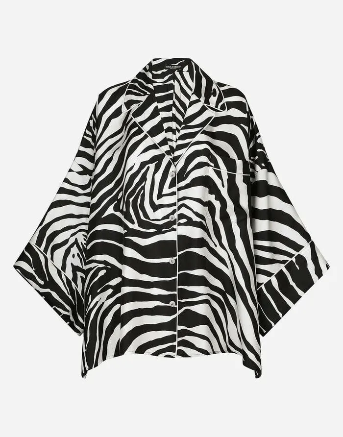 Dolce and Gabbana Shirts And Tops Women Zebraprint Twill Shirt Multicolor