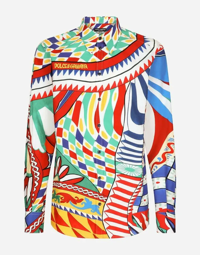 Dolce and Gabbana Shirts Men Carrettoprint Martinifit Poplin Shirt Multicolor Dolce and Gabbana Shirts Men Carrettoprint Martinifit Poplin Shirt Multicolor