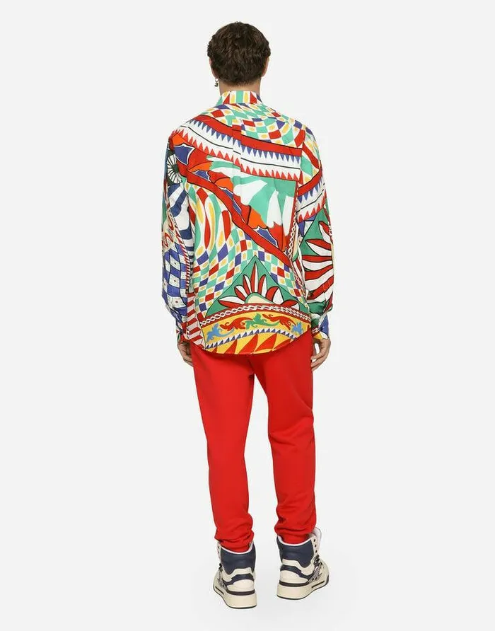 Dolce and Gabbana Shirts Men Carrettoprint Martinifit Poplin Shirt Multicolor Dolce and Gabbana Shirts Men Carrettoprint Martinifit Poplin Shirt Multicolor