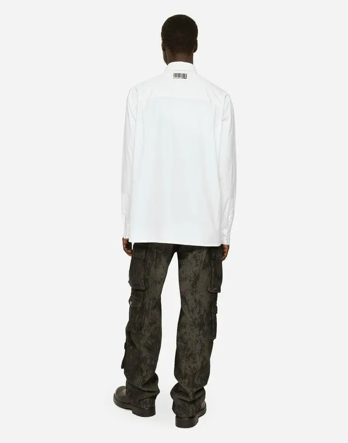 Dolce and Gabbana Shirts Men Cotton Poplin Shirt With Logo Print White Dolce and Gabbana Shirts Men Cotton Poplin Shirt With Logo Print White