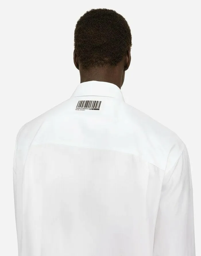 Dolce and Gabbana Shirts Men Cotton Poplin Shirt With Logo Print White Dolce and Gabbana Shirts Men Cotton Poplin Shirt With Logo Print White