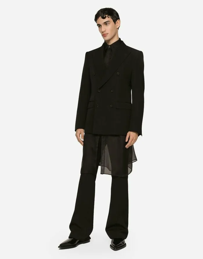 Dolce and Gabbana Shirts Men Double Oversize Shirt In Silk Satin And Organza Black Dolce and Gabbana Shirts Men Double Oversize Shirt In Silk Satin And Organza Black