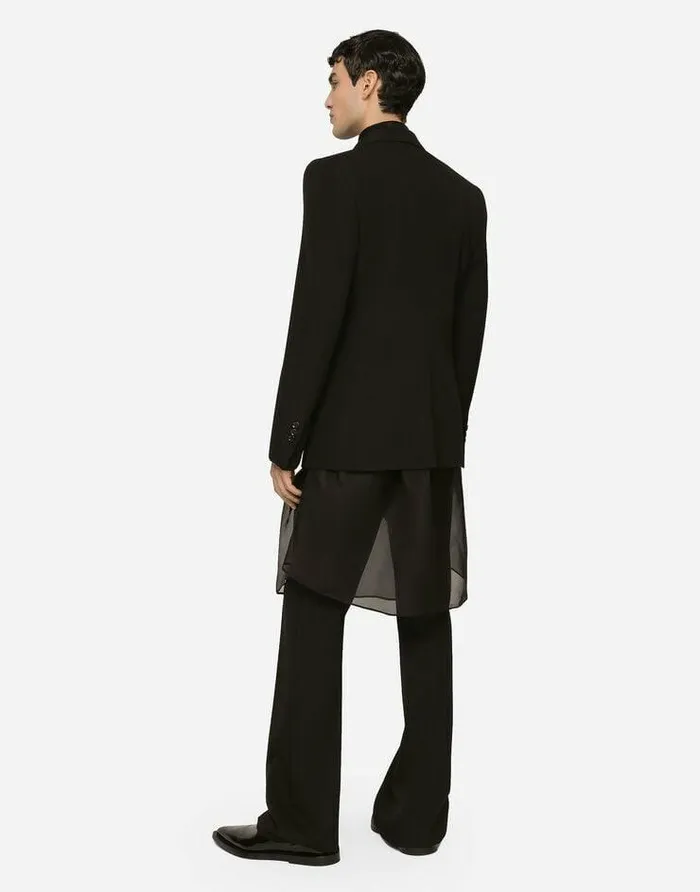 Dolce and Gabbana Shirts Men Double Oversize Shirt In Silk Satin And Organza Black Dolce and Gabbana Shirts Men Double Oversize Shirt In Silk Satin And Organza Black