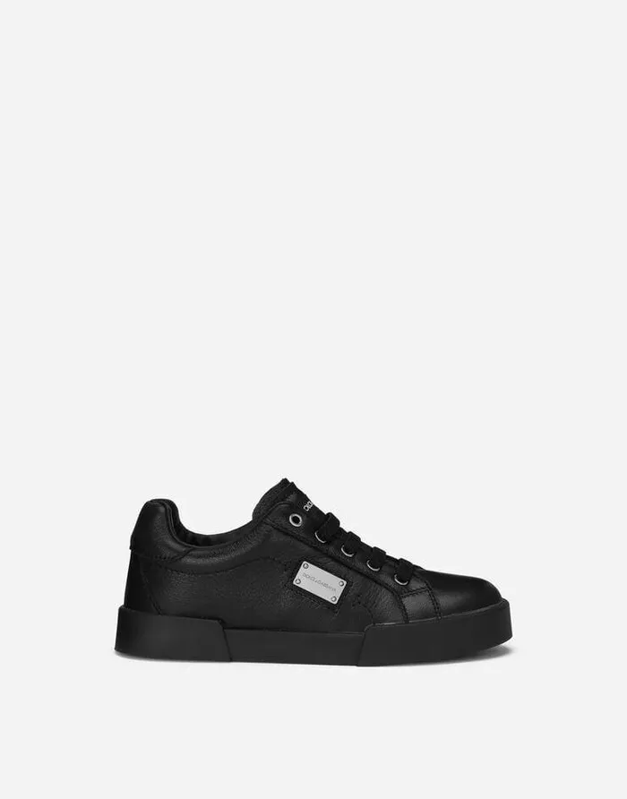 Dolce and Gabbana Shoes 2438 Children Calfskin Portofino Light Sneakers Black Dolce and Gabbana Shoes 2438 Children Calfskin Portofino Light Sneakers Black
