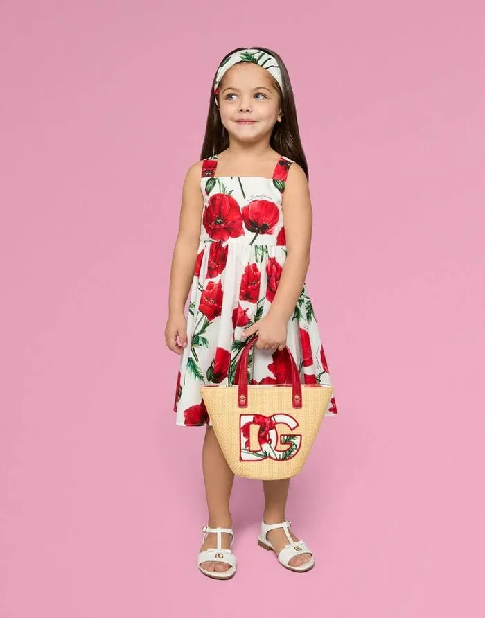Dolce and Gabbana Shoes 2438 Children Patent Leather Sandals With Metal DG Logo White