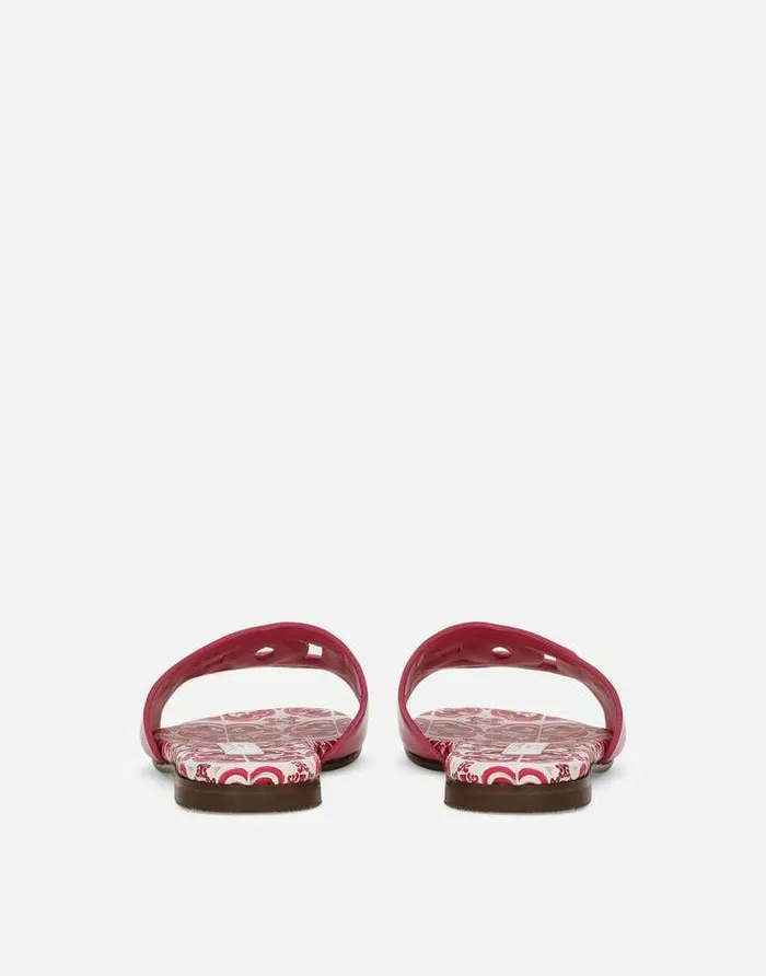 Dolce and Gabbana Shoes 2438 Children Patent Leather Slides With DG Logo Pink Dolce and Gabbana Shoes 2438 Children Patent Leather Slides With DG Logo Pink