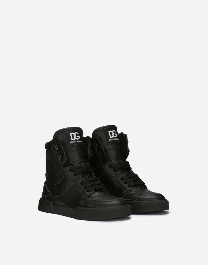 Dolce and Gabbana Shoes 2438 Children Portofino New Roma Hightop Sneakers Black Dolce and Gabbana Shoes 2438 Children Portofino New Roma Hightop Sneakers Black