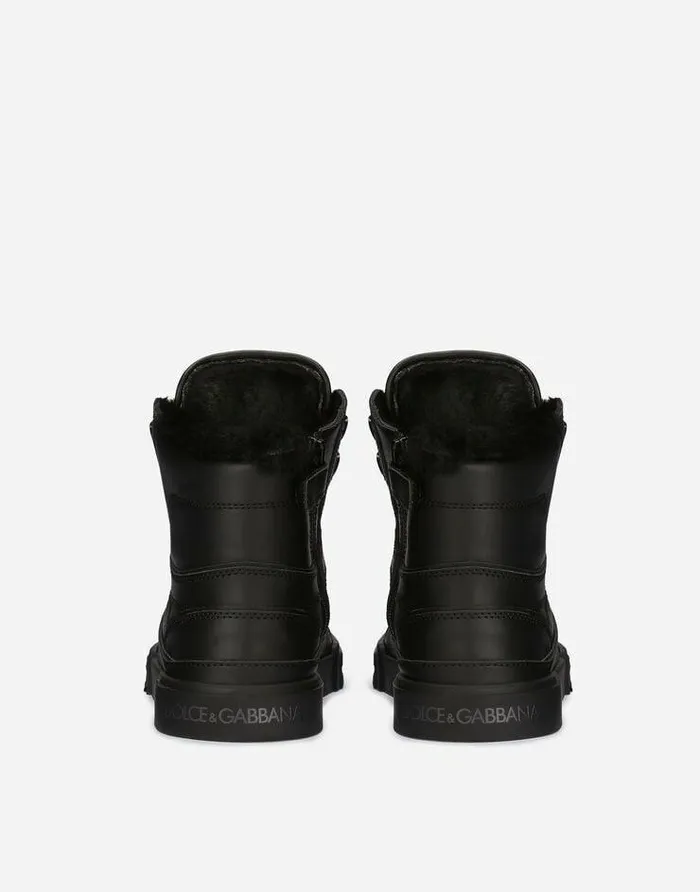 Dolce and Gabbana Shoes 2438 Children Portofino New Roma Hightop Sneakers Black Dolce and Gabbana Shoes 2438 Children Portofino New Roma Hightop Sneakers Black