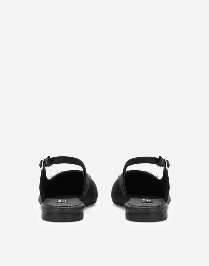 Dolce and Gabbana Shoes 2438 Children Satin Slingbacks Black Dolce and Gabbana Shoes 2438 Children Satin Slingbacks Black