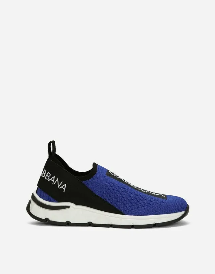 Dolce and Gabbana Shoes 2438 Children Stretch Mesh Sorrento 20 Sneakers Blue