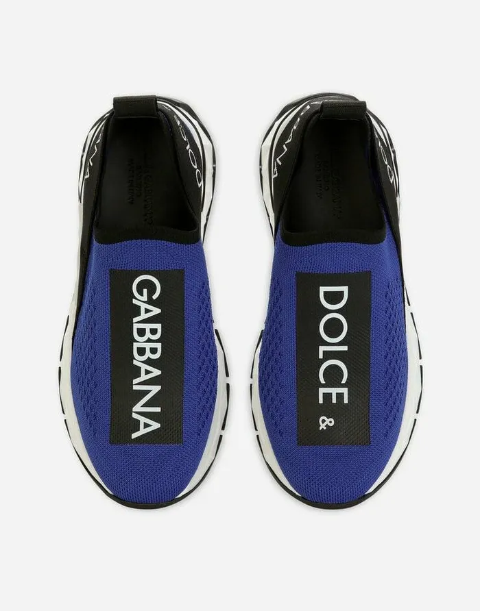 Dolce and Gabbana Shoes 2438 Children Stretch Mesh Sorrento 20 Sneakers Blue