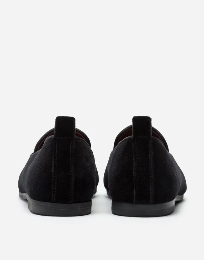 Dolce and Gabbana Shoes 2438 Children Velvet Slippers With Crown Patch Black Dolce and Gabbana Shoes 2438 Children Velvet Slippers With Crown Patch Black