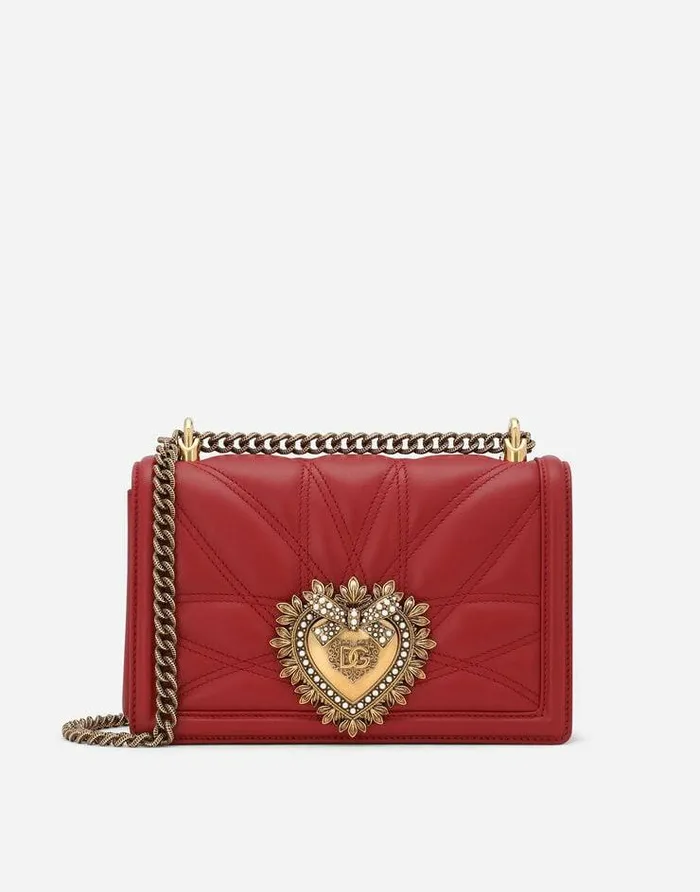 Dolce and Gabbana Shoulder And Crossbody Bags Women Medium Devotion Bag In Quilted Nappa Leather Red Dolce and Gabbana Shoulder And Crossbody Bags Women Medium Devotion Bag In Quilted Nappa Leather Red
