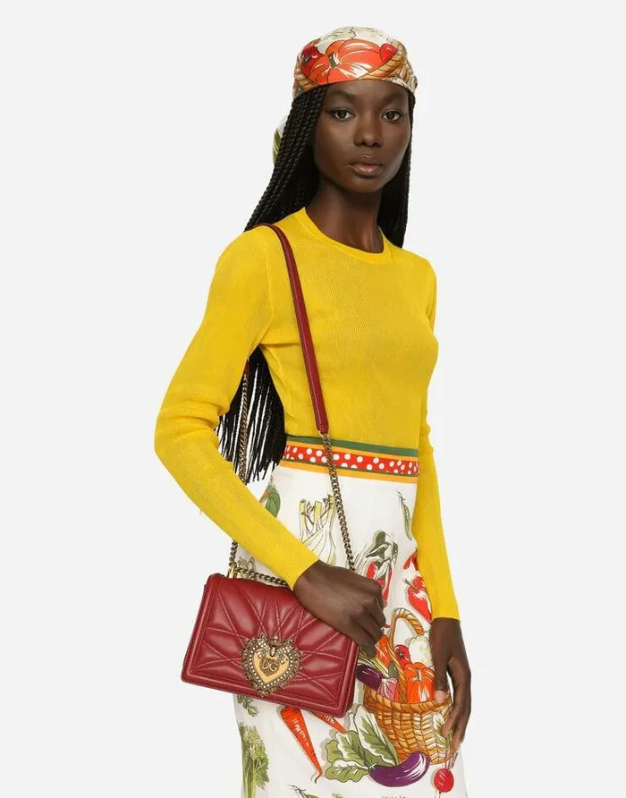 Dolce and Gabbana Shoulder And Crossbody Bags Women Medium Devotion Bag In Quilted Nappa Leather Red Dolce and Gabbana Shoulder And Crossbody Bags Women Medium Devotion Bag In Quilted Nappa Leather Red