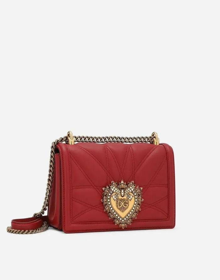 Dolce and Gabbana Shoulder And Crossbody Bags Women Medium Devotion Bag In Quilted Nappa Leather Red Dolce and Gabbana Shoulder And Crossbody Bags Women Medium Devotion Bag In Quilted Nappa Leather Red
