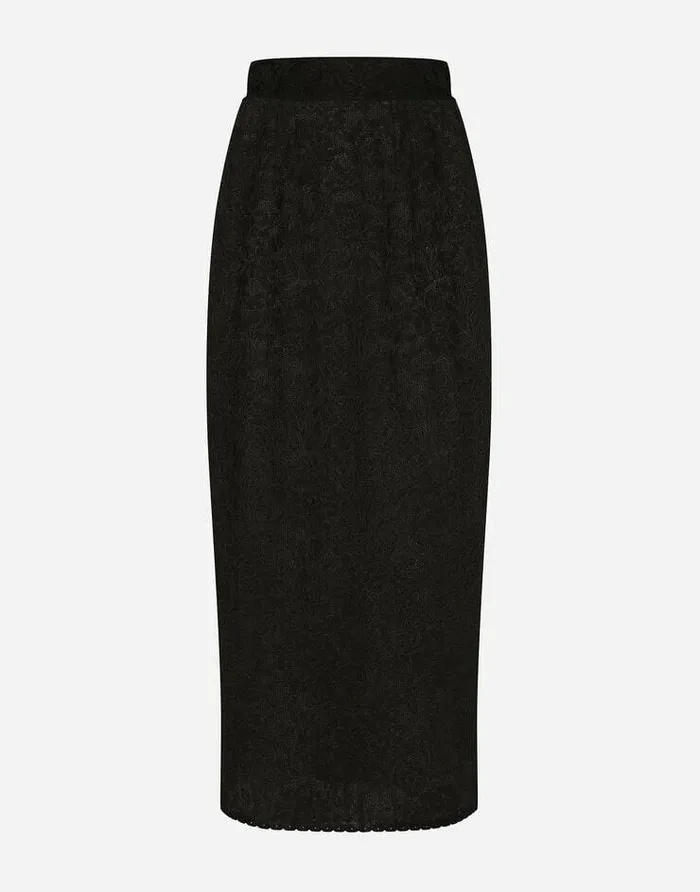 Dolce and Gabbana Skirts Women Lacestitch Calflength Skirt Black