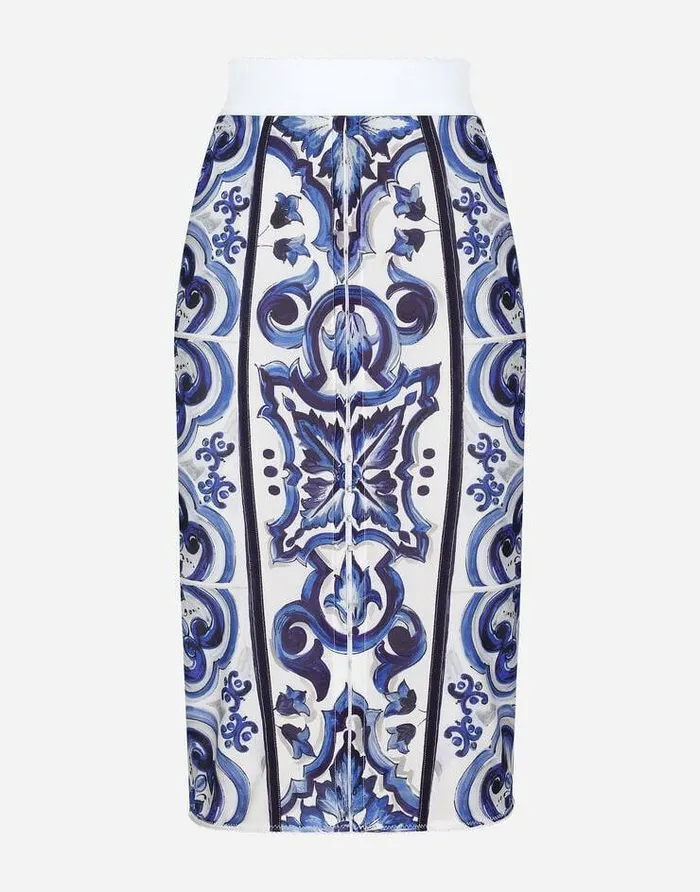 Dolce and Gabbana Skirts Women Majolica Print Midi Skirt Multicolor