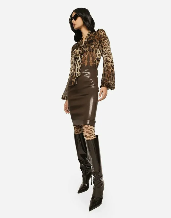 Dolce and Gabbana Skirts Women Midi Skirt In Shiny Satin Brown Dolce and Gabbana Skirts Women Midi Skirt In Shiny Satin Brown