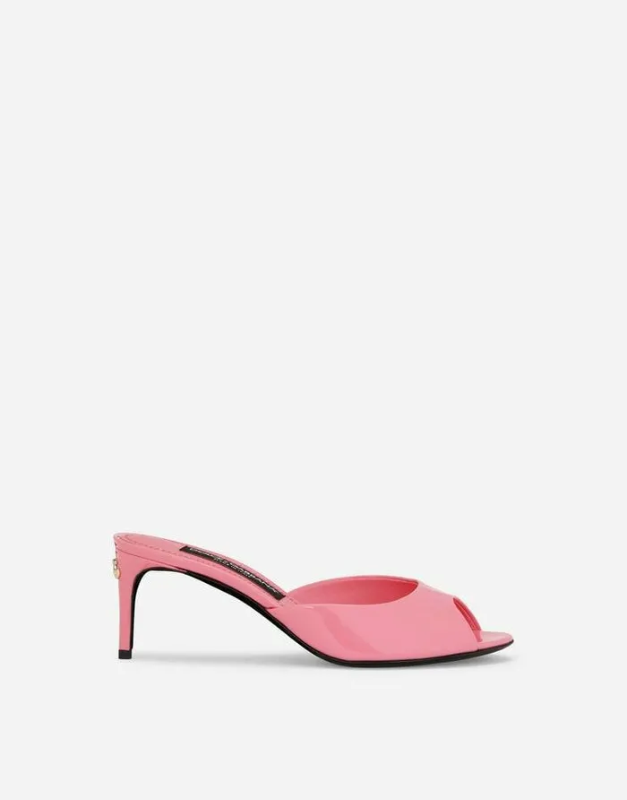 Dolce and Gabbana Slides And Mules Women Patent Leather Mules Pink