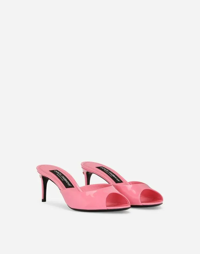 Dolce and Gabbana Slides And Mules Women Patent Leather Mules Pink