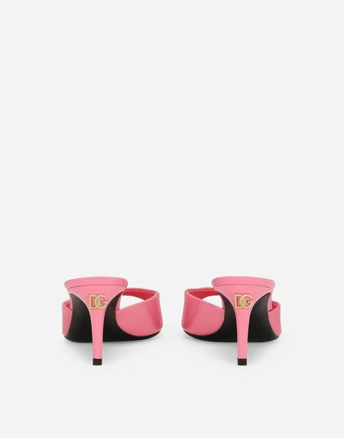 Dolce and Gabbana Slides And Mules Women Patent Leather Mules Pink