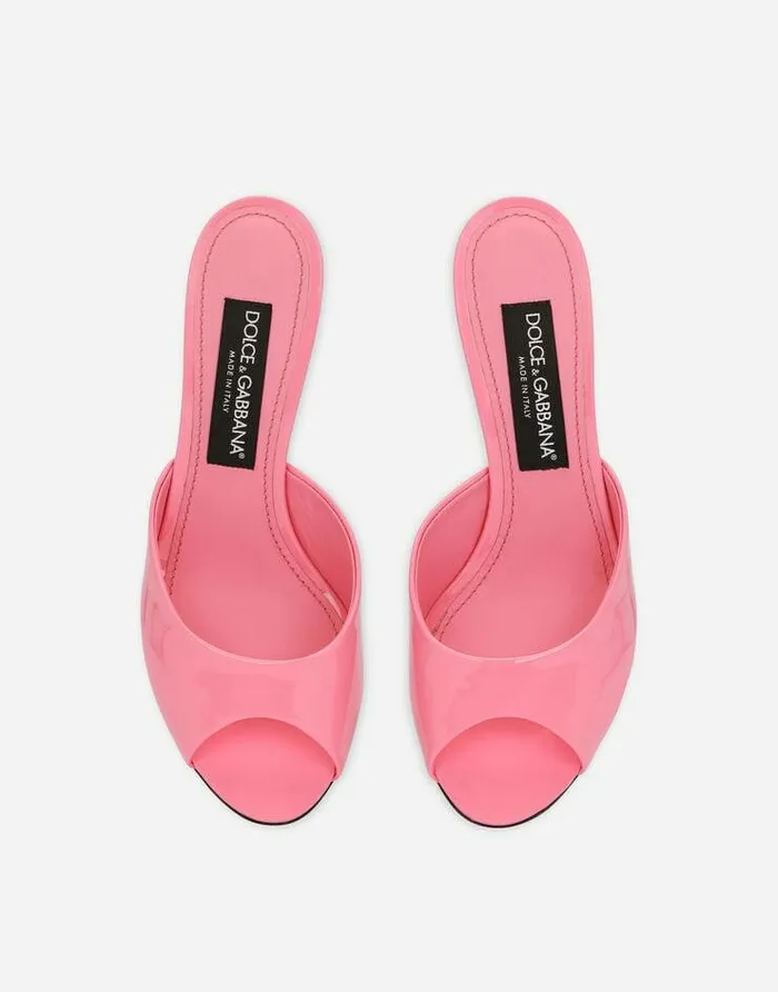Dolce and Gabbana Slides And Mules Women Patent Leather Mules Pink