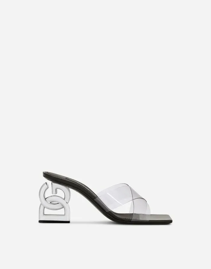 Dolce and Gabbana Slides And Mules Women PVC Mules With DG Pop Heel Black