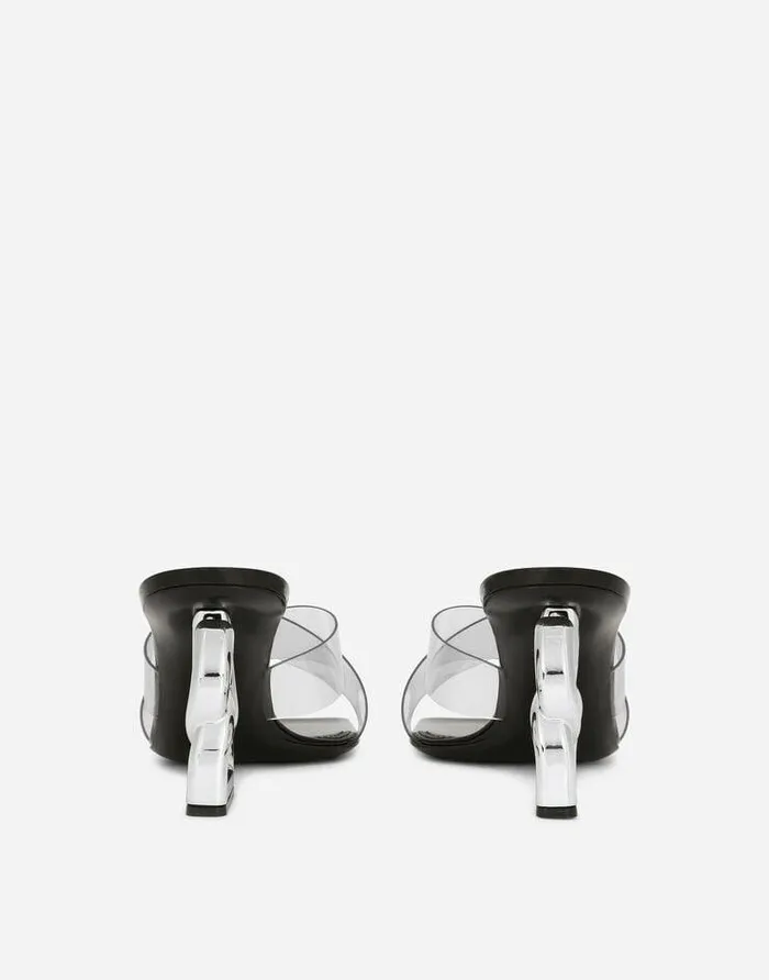 Dolce and Gabbana Slides And Mules Women PVC Mules With DG Pop Heel Black Dolce and Gabbana Slides And Mules Women PVC Mules With DG Pop Heel Black
