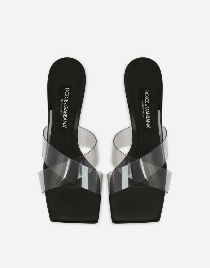 Dolce and Gabbana Slides And Mules Women PVC Mules With DG Pop Heel Black Dolce and Gabbana Slides And Mules Women PVC Mules With DG Pop Heel Black