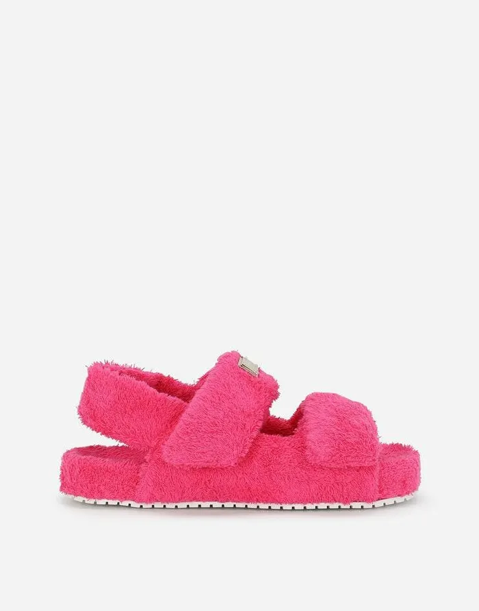 Dolce and Gabbana Slides And Mules Women Terrycloth Sandals Fuchsia