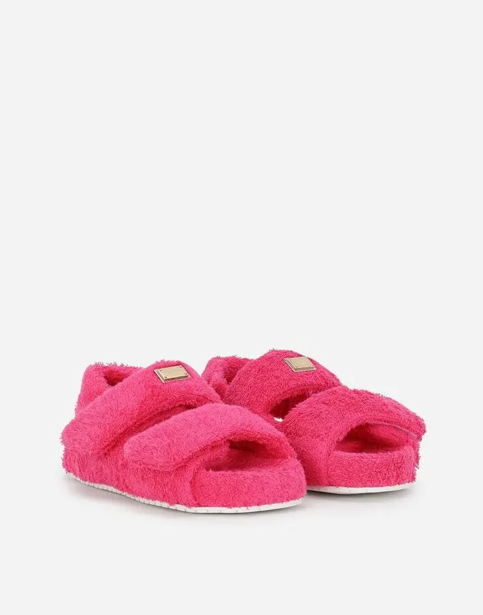 Dolce and Gabbana Slides And Mules Women Terrycloth Sandals Fuchsia