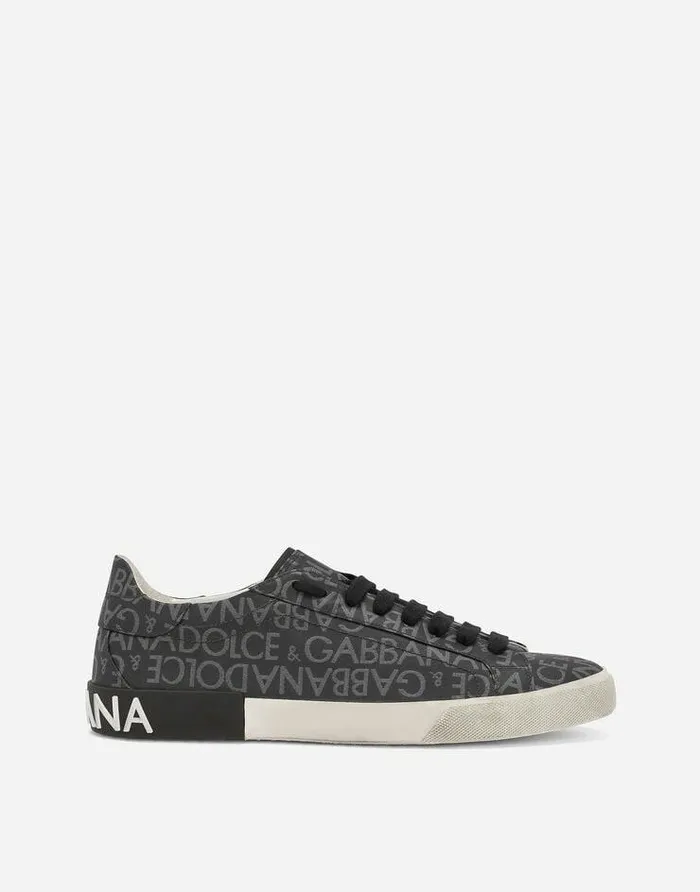 Dolce and Gabbana Sneakers Men Coated Jacquard Portofino Vintage Sneakers Multicolor Dolce and Gabbana Sneakers Men Coated Jacquard Portofino Vintage Sneakers Multicolor