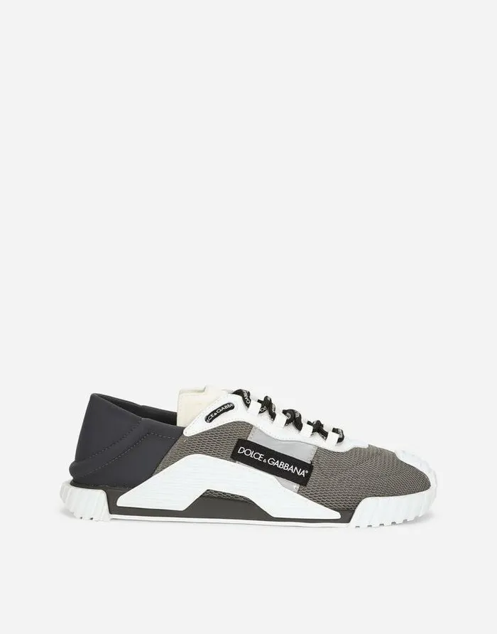 Dolce and Gabbana Sneakers Men NS1 Slip On Sneakers In Mixed Materials Grey