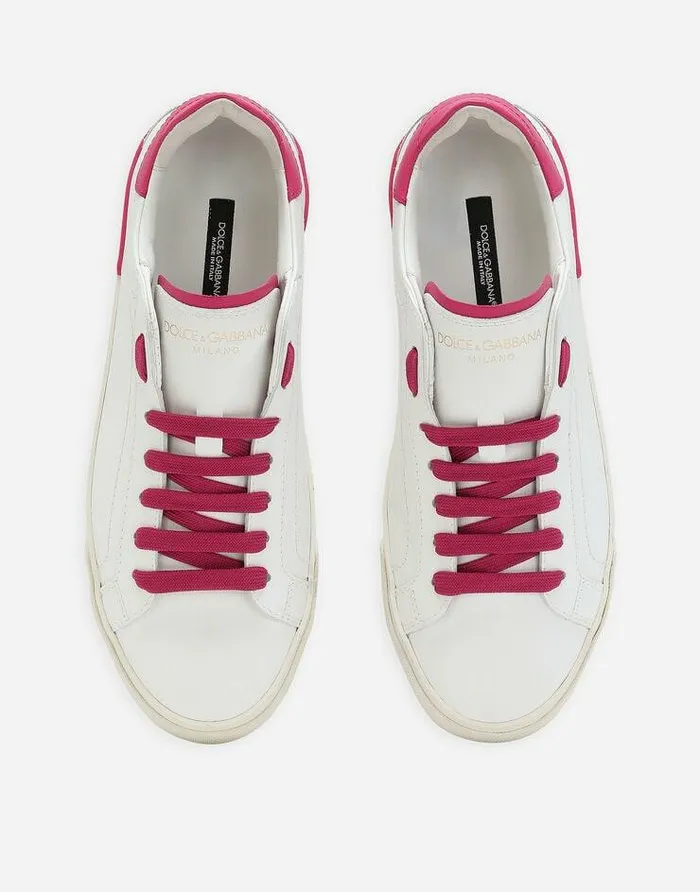 Dolce and Gabbana Sneakers Women Portofino Vintage Calfskin Sneakers Multicolor