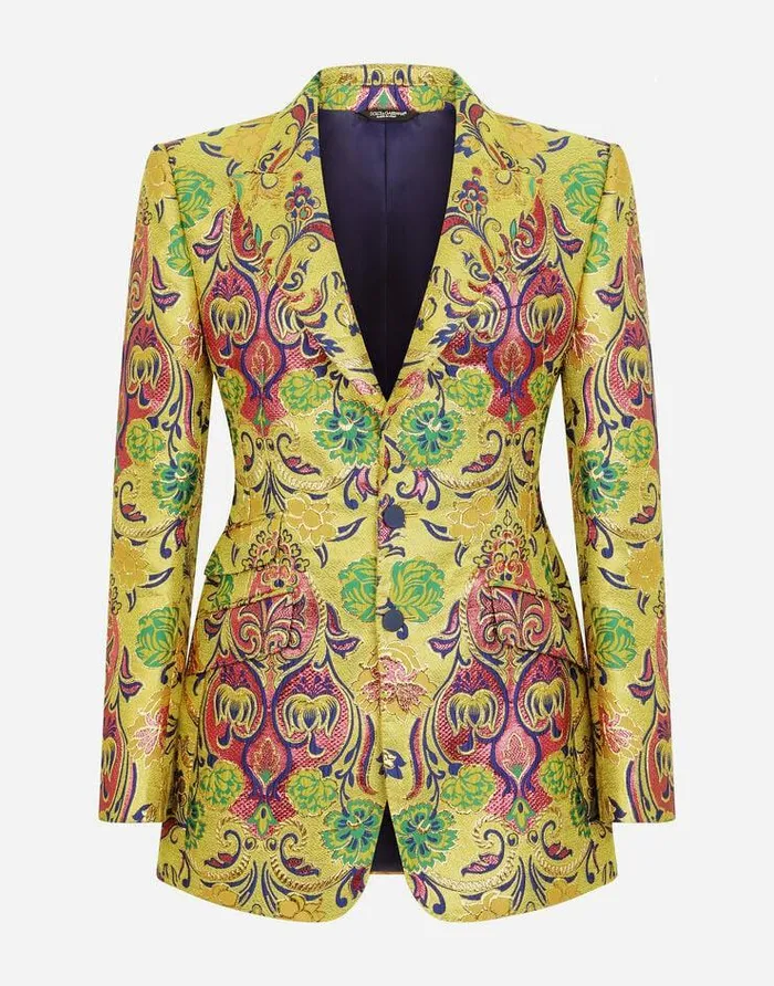 Dolce and Gabbana Suits And Blazers Men Floral Lurex Jacquard Beatfit Jacket Multicolor Dolce and Gabbana Suits And Blazers Men Floral Lurex Jacquard Beatfit Jacket Multicolor