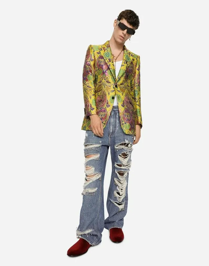 Dolce and Gabbana Suits And Blazers Men Floral Lurex Jacquard Beatfit Jacket Multicolor Dolce and Gabbana Suits And Blazers Men Floral Lurex Jacquard Beatfit Jacket Multicolor