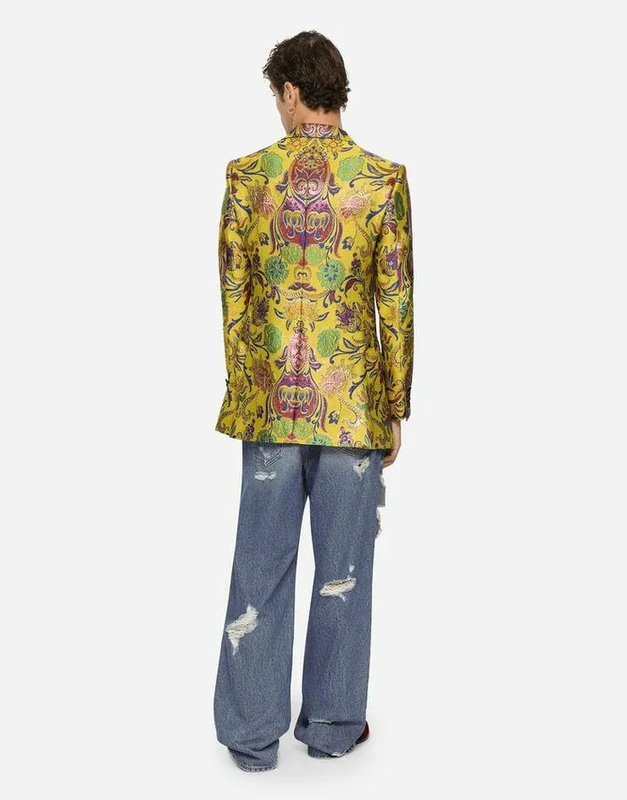 Dolce and Gabbana Suits And Blazers Men Floral Lurex Jacquard Beatfit Jacket Multicolor Dolce and Gabbana Suits And Blazers Men Floral Lurex Jacquard Beatfit Jacket Multicolor