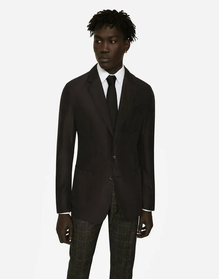 Dolce and Gabbana Suits And Blazers Men Singlebreasted Nylon Jacket Blue Dolce and Gabbana Suits And Blazers Men Singlebreasted Nylon Jacket Blue