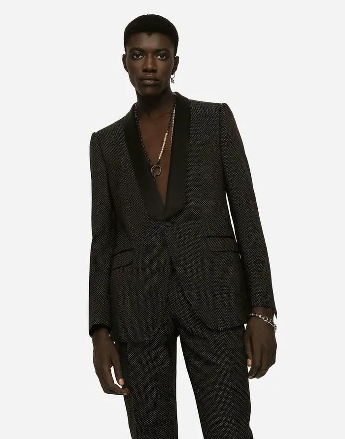 Dolce and Gabbana Suits And Blazers Men Stretch Wool Martinifit Tuxedo Suit Multicolor