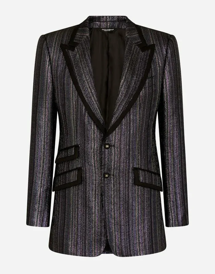 Dolce and Gabbana Suits And Blazers Men Striped Lurex Jacquard Beatfit Jacket Multicolor Dolce and Gabbana Suits And Blazers Men Striped Lurex Jacquard Beatfit Jacket Multicolor