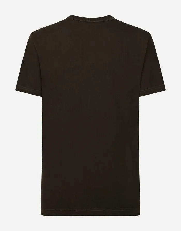 Dolce and Gabbana TShirts And Polos Men Coin And Laurel Print Cotton Tshirt Brown