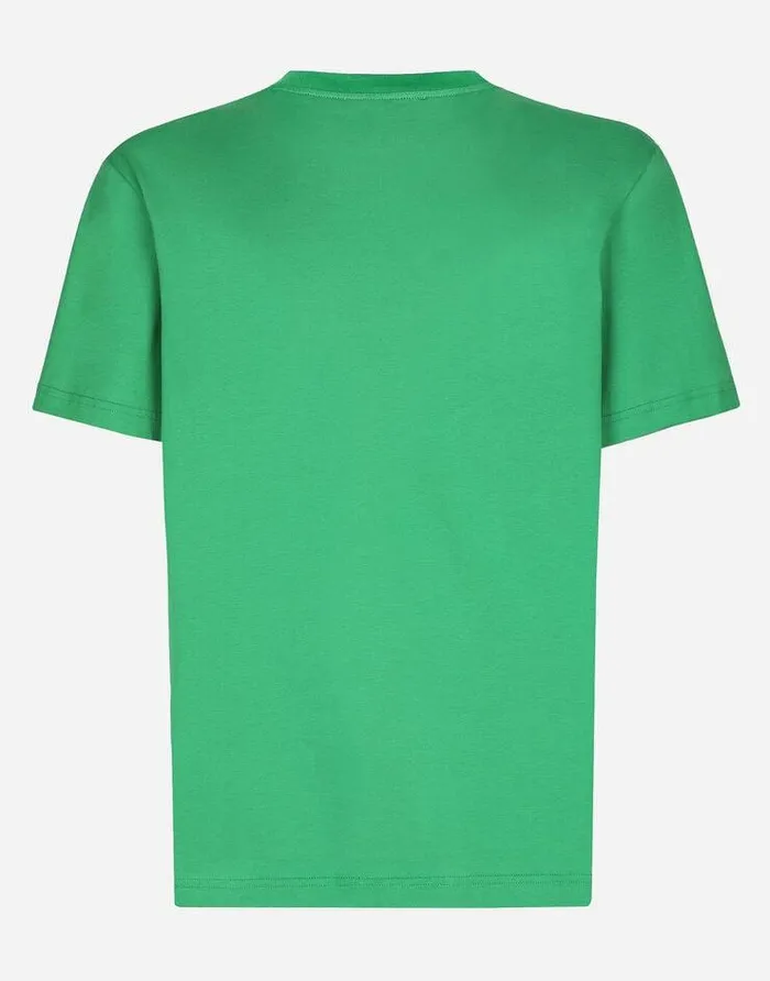 Dolce and Gabbana TShirts And Polos Men Cotton Tshirt With Branded Tag Green Dolce and Gabbana TShirts And Polos Men Cotton Tshirt With Branded Tag Green