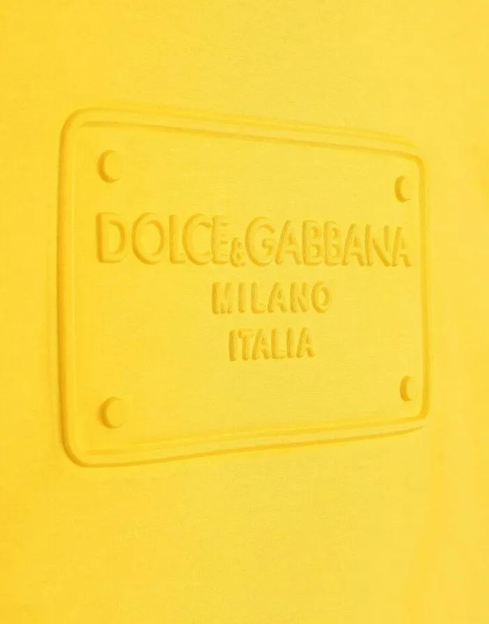 Dolce and Gabbana TShirts And Polos Men Cotton Tshirt With Embossed Logo Yellow Dolce and Gabbana TShirts And Polos Men Cotton Tshirt With Embossed Logo Yellow