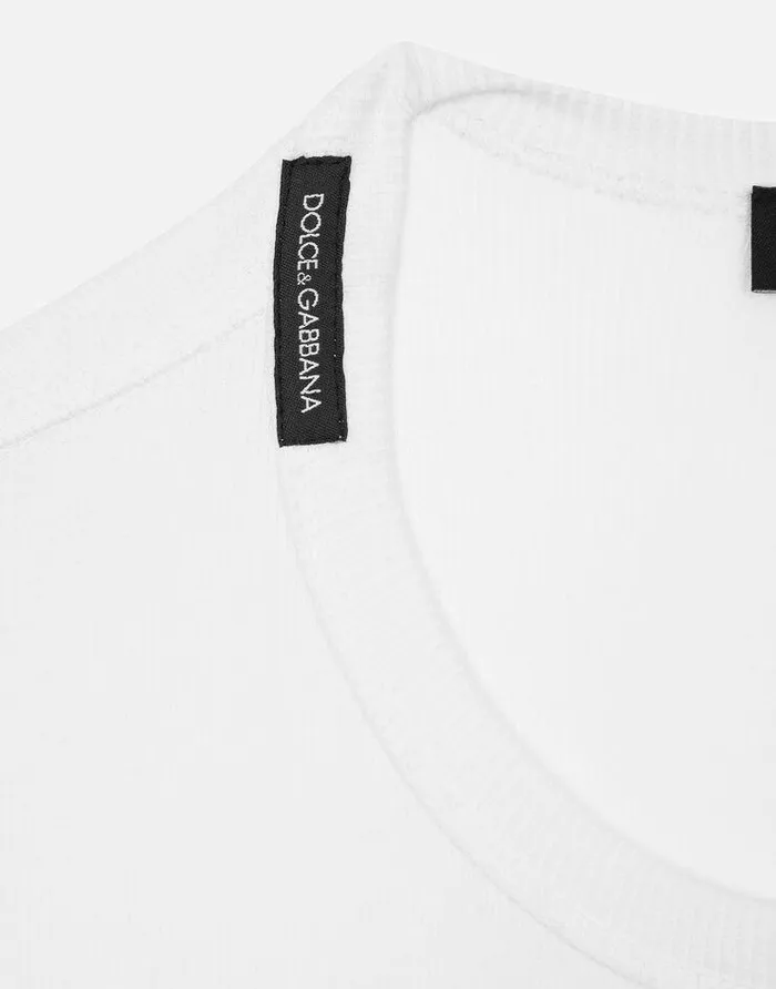 Dolce and Gabbana TShirts And Polos Men Finerib Cotton Granddadneck Tshirt White Dolce and Gabbana TShirts And Polos Men Finerib Cotton Granddadneck Tshirt White
